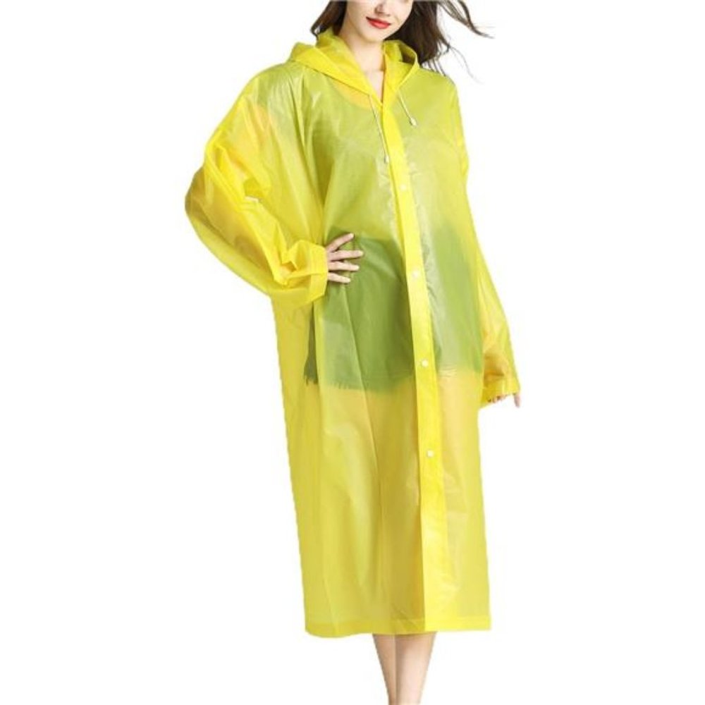 Anfoo 2 Pcs Yellow Clear Raincoat for Women, Raincoat for Men, Ponchos with Hood